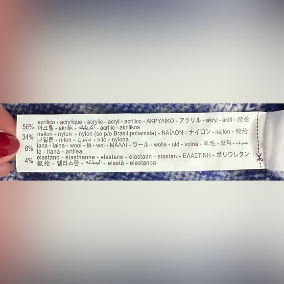 Zara Men's Sweater Blue White Diamond Geometric Size M Crewneck Pullover - Picture 11 of 13